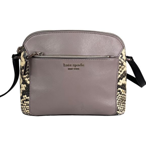 Kate Spade NY Louise Python Embossed Taupe Crossbody Purse - Picture 15 of 16